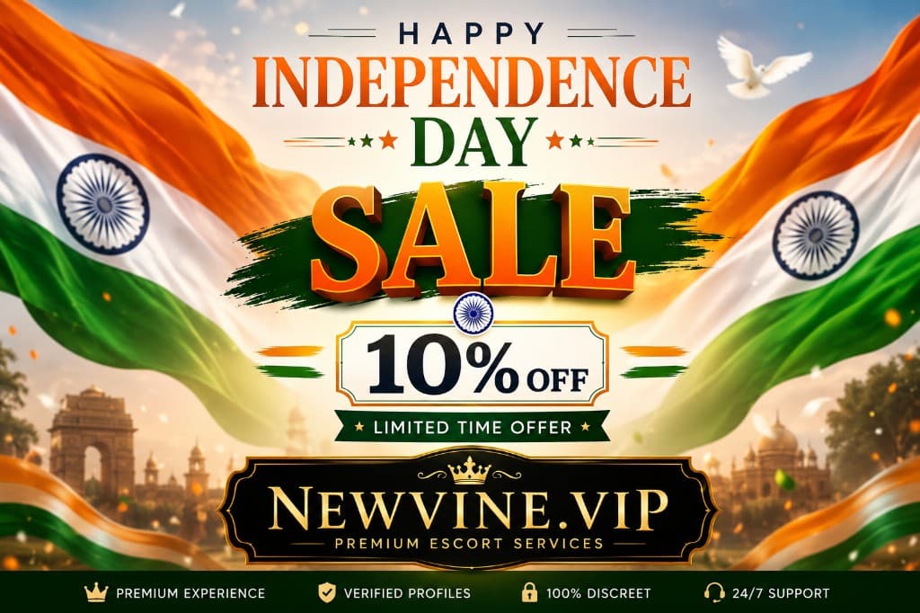 Happy Independence Day — 10% OFF Sale at Newvine.vip Premium Escort Services Chennai